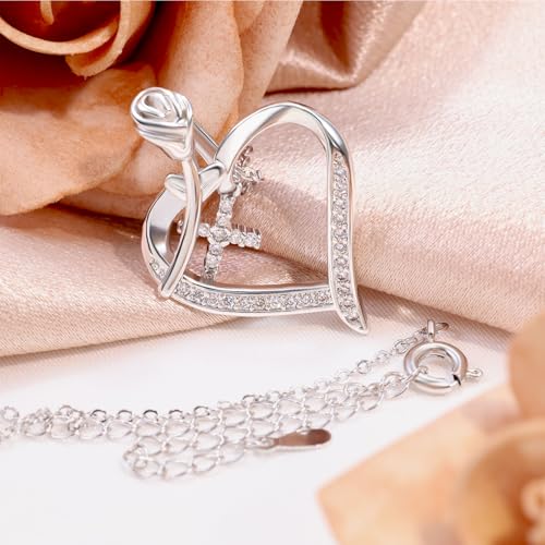 Image of Sterling Silver Pendant Necklace Charms Hypoallergenic Fashion Jewelry Dainty Valentines Day Birthday Gift for Women