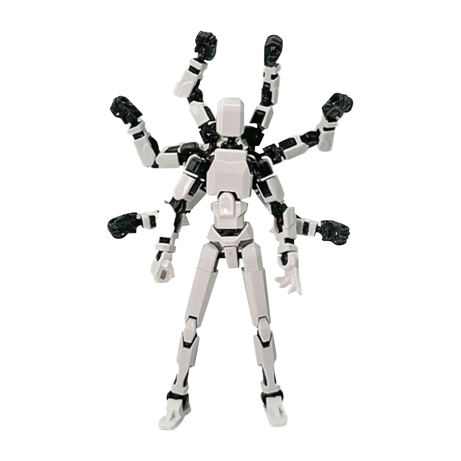 T13 Action Figure 3D Printed Fully Articulated Posable Manikin with 8 Movable Arms Joint Robot Toy for Kid Play Action Figures for Desk Display 01-White