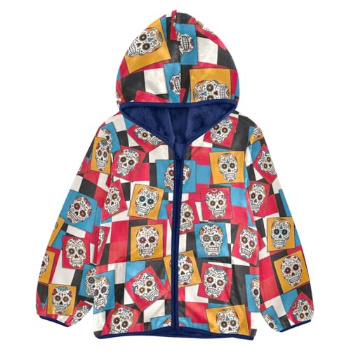 CHIFIGNO Colorful Sugar Skulls Toddler Soft Comfy Fleece Outerwear Jackets with Polar Fleece Lining 3T