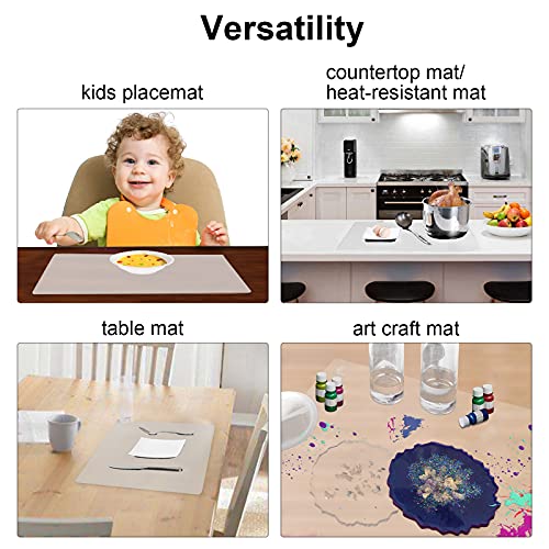 Thick Silicone Counter Mat Large 23.4"By15.6", Heat Resistant Mat For Kitchen Table / Countertop Protector / Non Stick Pastry Baking Mat Placemats , Silicone Mat For Crafts Kids , Super Kitchen Clear #TOP6