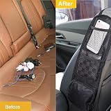 Autositz-Seitenorganisator,Faltbare Autositz Organizer Seite,Faltbare Auto Aufbewahrungstasche Netztaschen,Autositz Organizer,Multifunktionale Autositz Aufhängetasche für LKW,Van,SUV,Schwarz,2PCS