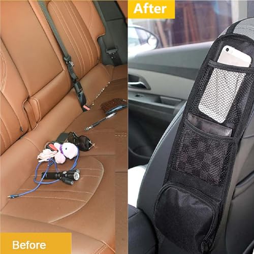Autositz-Seitenorganisator,Faltbare Autositz Organizer Seite,Faltbare Auto Aufbewahrungstasche Netztaschen,Autositz Organizer,Multifunktionale Autositz Aufhängetasche für LKW,Van,SUV,Schwarz,2PCS