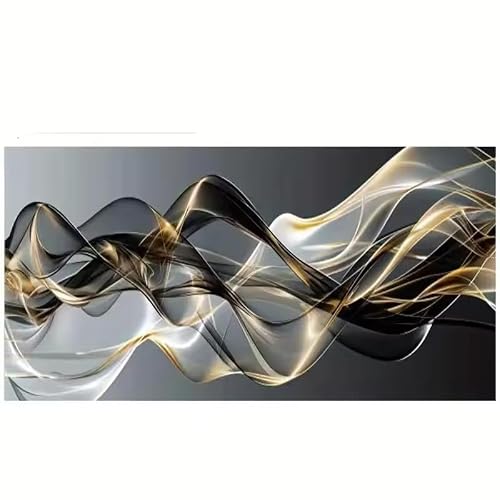 Cuadro en lienzo con diseño de líneas doradas, negras y blancas para sala de estar y dormitorio Láminas y pósteres de arte abstracto para pared Decoración con imágenes 45x90cm/18x35in Sin marco