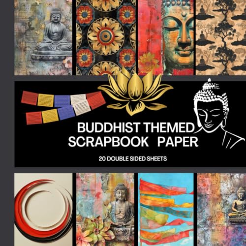 Buddhist Themed Scrapbook Paper: 20 Double Sided Sheets 8.5 x 8.5 for Scrapbooking, Junk Journals, Mixed Media Art, Origami, Crafting projects, and More