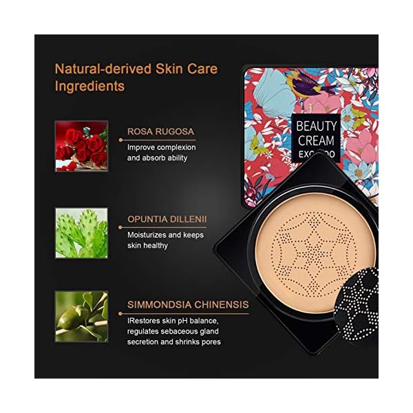 Mushroom Head Air Cushion CC Cream Foundation, Beauty Cream Exo Too BB Cream, Moisturizing, Long Lasting, Matte Concealer, Light Weight, WaterProof Liquid Foundation with 2PCS Mushroom Head