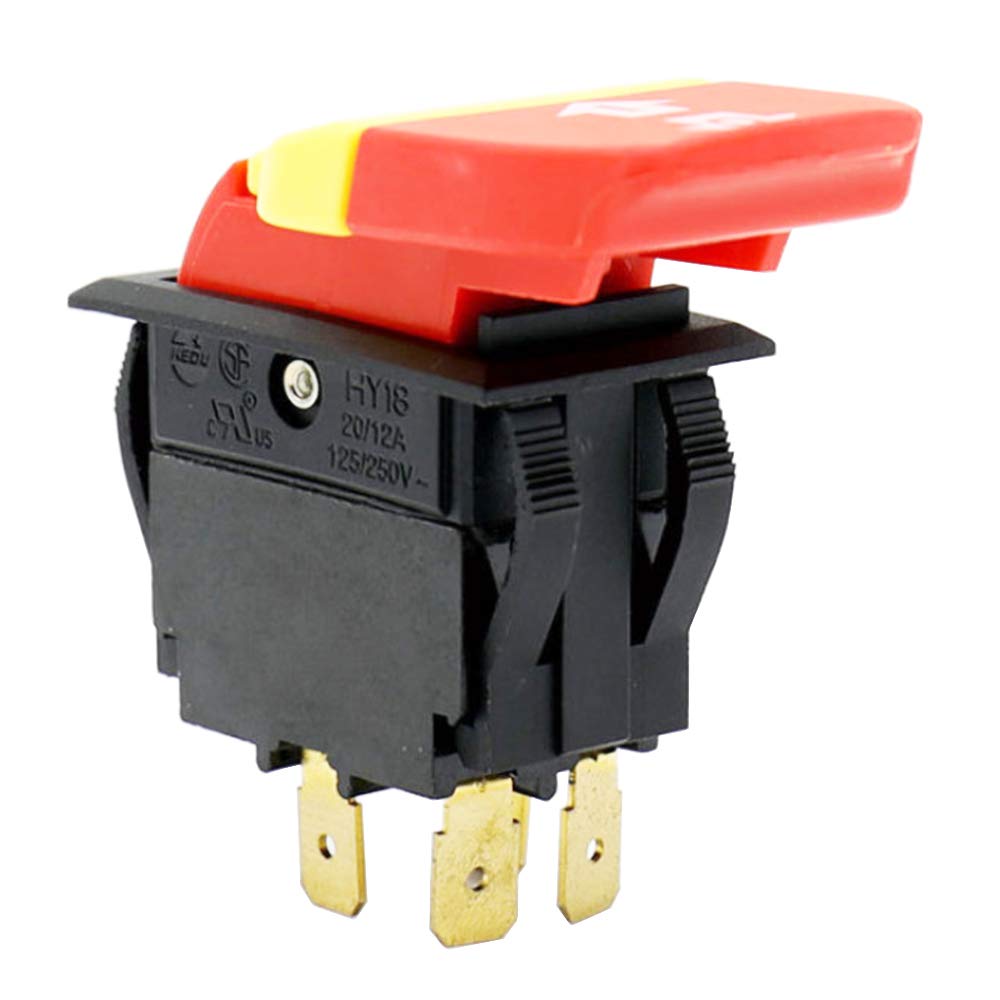 Electromagnetic Pushbutton Switches Wood Mechanical Push Button Switches for Electric Power Tools, HY18 20/12A 125/250V 5E4