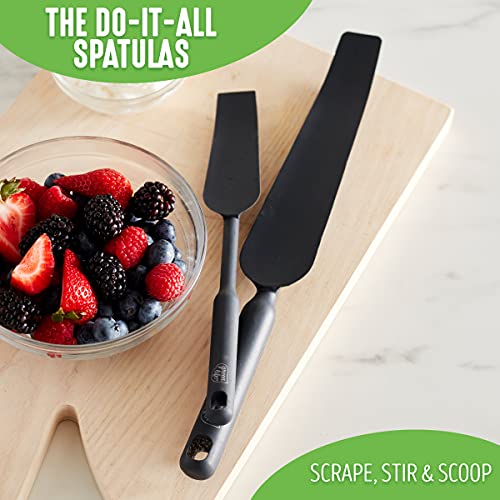 Greenlife Cooking Tools And Utensils, Easy Reach Silicone Spatula Set For Baking Mixing And Stirring, Heat And Stain Resistant, Dishwasher Safe, Grey #TOP4
