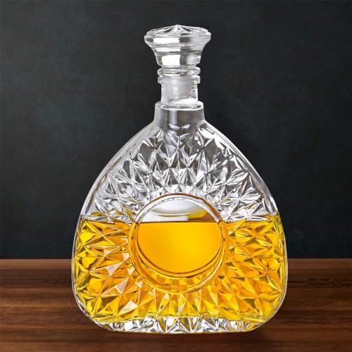 Image of European Style Glass Decanter Storage Container for Liquor, Whisky, Vodka, Scotch, Wine, Rum, Brandy, Champagne, Tequila, Juice (750ML-OVEL Decanter)