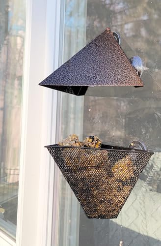 Wildlife Sciences Bird Feeders | Suet Feeders | Seed Cake Feeders | Bird Seed Feeders (Window Bird Feeder with Suction Cups), Bronze