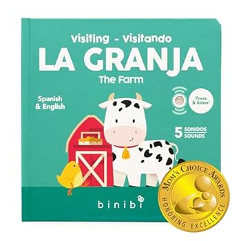 Binibi Spanish Book for Toddlers 1-3 La Granja Interactive Bilingual Sound Book for Babies & Toddlers with Five Fun Farm Sounds Bilingual Baby Book Bilingual Toy to Support Spanish Learning for Kids