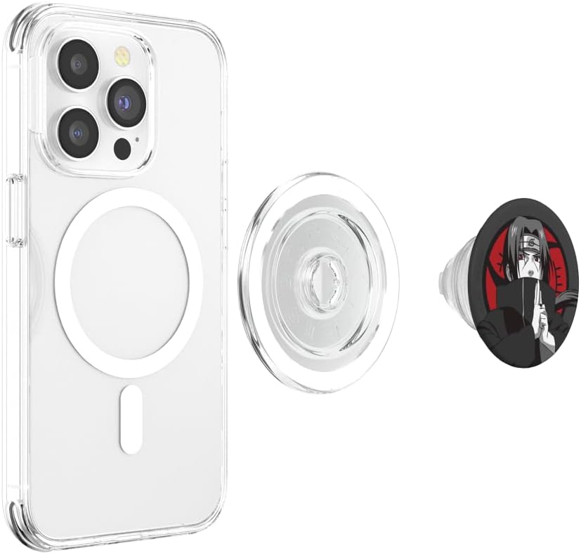 Naruto Shippuden Grey and Red Itachi Portrait Anime PopSockets PopGrip for MagSafe