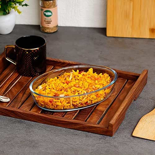 Femora Borosilicate Glass Baking Oval Dish, 460 ML, Set of 2 Pc