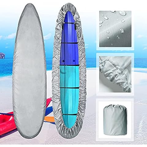 100% Waterproof Kayak Cover, 420D Kayak Storage Cover Dust Sunblock & UV Wind Protection Canoe Cover Sunlight Shield for Fishing Boat Kayak Canoe Paddle Board 11.8-13 FT Cover
