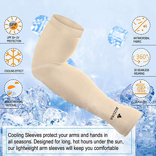 Image of MIZUNA Sun Protection Arm Sleeves Hand gloves For Men & Women,Thumb Holes UPF 50 Arm Cover for Biking,Cricket,Cycling, Golf, Outdoor Sports
