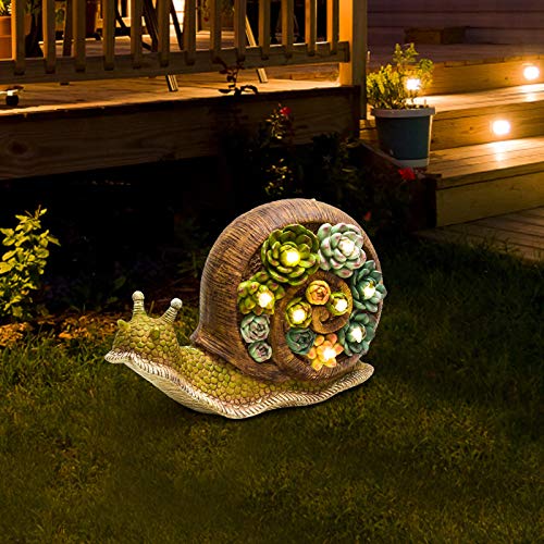 ALLADINBOX Gartenstatue Schnecke Figur - Harzstatue mit Solar-LED-Leuchten für Terrasse, Hof, Kunstdekoration, Rasenornamente, Innen- und Außenbereich, Frühlings-Sommer-Dekorationen Cover