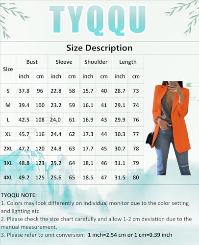TYQQU Women’s Casual Long Sleeve Open Front Blazer Lapel Collar Cardigan Plus Size Work Jackets3