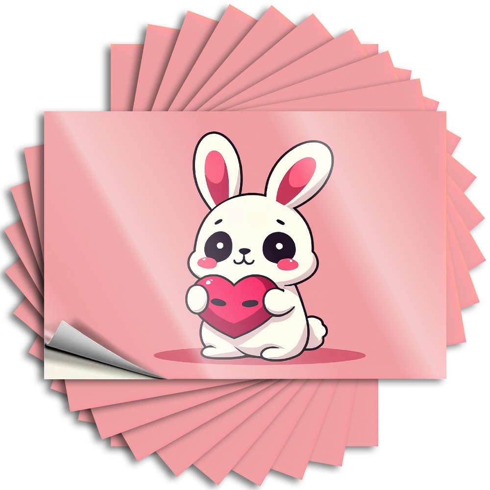 A Cute White Bunny Holding A Red Heart. Optical Illusion Mimosa - Stickers Cover Removable Vinyl Decal(12X18CM)