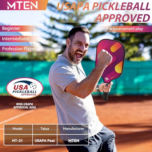 Image of MTEN Pickleball Paddles Set of 2 /4 /1, USAPA Approved Fiberglass Rackets
