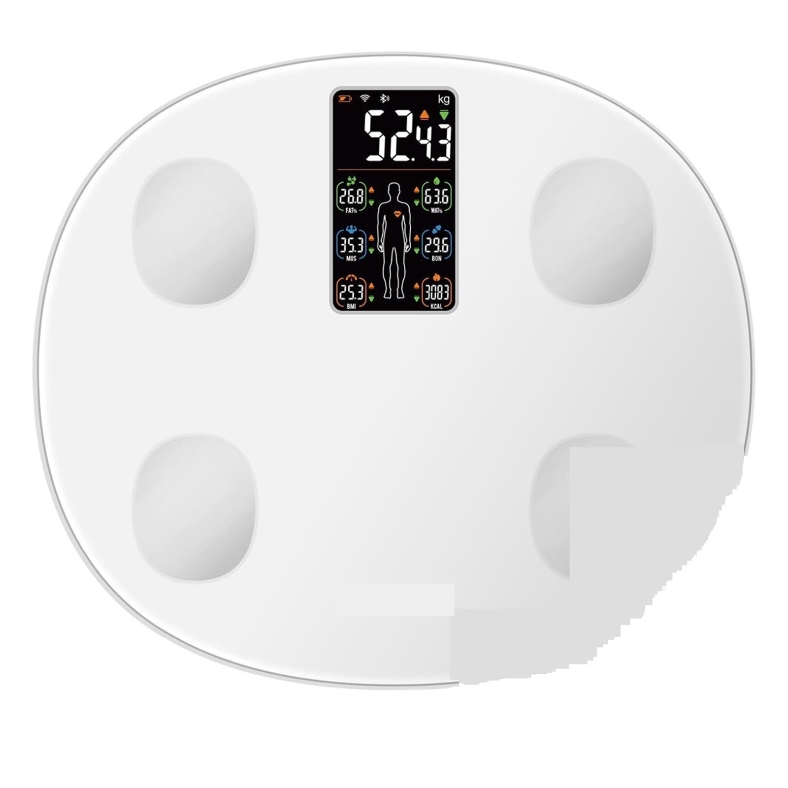 Bilancia Digitale For Peso Corporeo Bilancia For Grasso Corporeo Bilancia Pesapersone LCD A Grande Schermo Cardiofrequenzimetro Traccia 16 Dati Corporei 180 Kg Facile Da Usare(Body Scale-white)