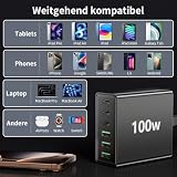 HSSNS Wielokrotna ładowarka USB C: szybka ładowarka 100 W 6 portów z USB-C i USB-A, przenośne źródło zasilania do iPada, iPhone'a i innych smartfonów