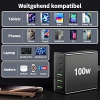 HSSNS USB C Ladegerät Mehrfach: 100W 6-Port Schnellladegerät mit USB-C und USB-A, Tragbarer netzteil für ipad, iPhone Series und andere Smartphones – Ansicht 6