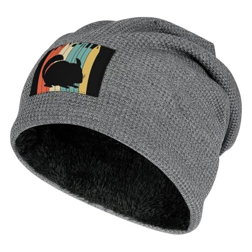 Vintage Style Chinchilla Fleece Lined Men Beanie Hat Knit Skull Cap Winter Warm Stocking Hats for Women Dark Gray-Style-5