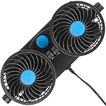 Jazooli 12v Fan Plug Car Van Truck Camper Campervan Caravan Motorhome Auto Portable Twin Dual Dash Cooling Swivel 360 Degree Cool 2 Speed Air Electric Fan