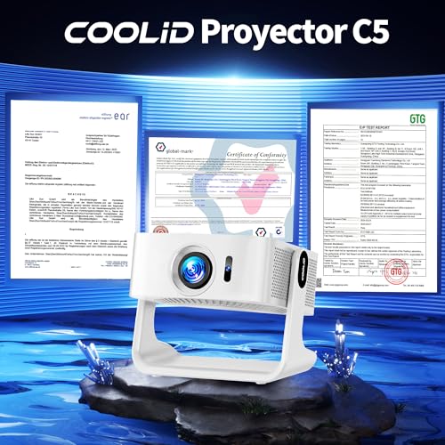 [Compatible Netflix & 2026 Upgraded] Proyector Portatil con 5G WiFi 6 y BT 5.4 Capaz de Enfocar y Corrección Trapezoidal Automática Adecuado el Mini Proyector para Movil/Exterior/Cine en Casa,Blanco - imagen 2