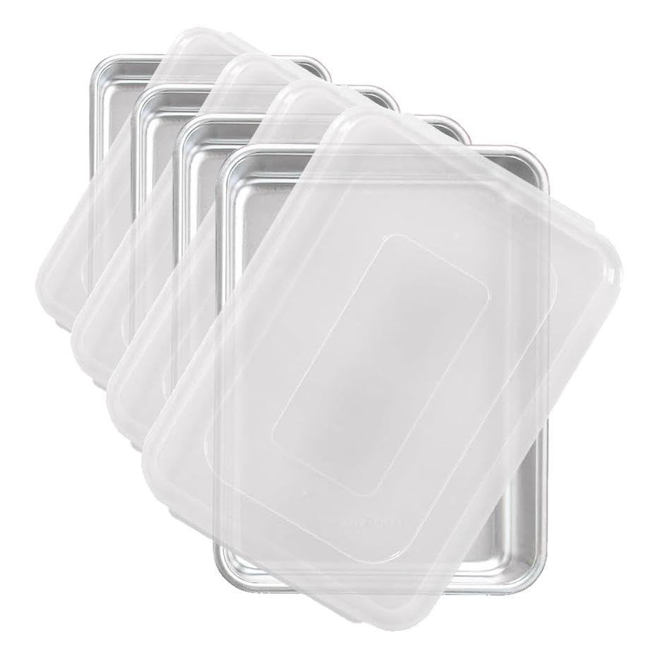 Nordic Ware Natural Aluminum Commercial Cake Pan with Lid,Rectangle Pan with Lid Silver,9 x 13,(Pack of 4)