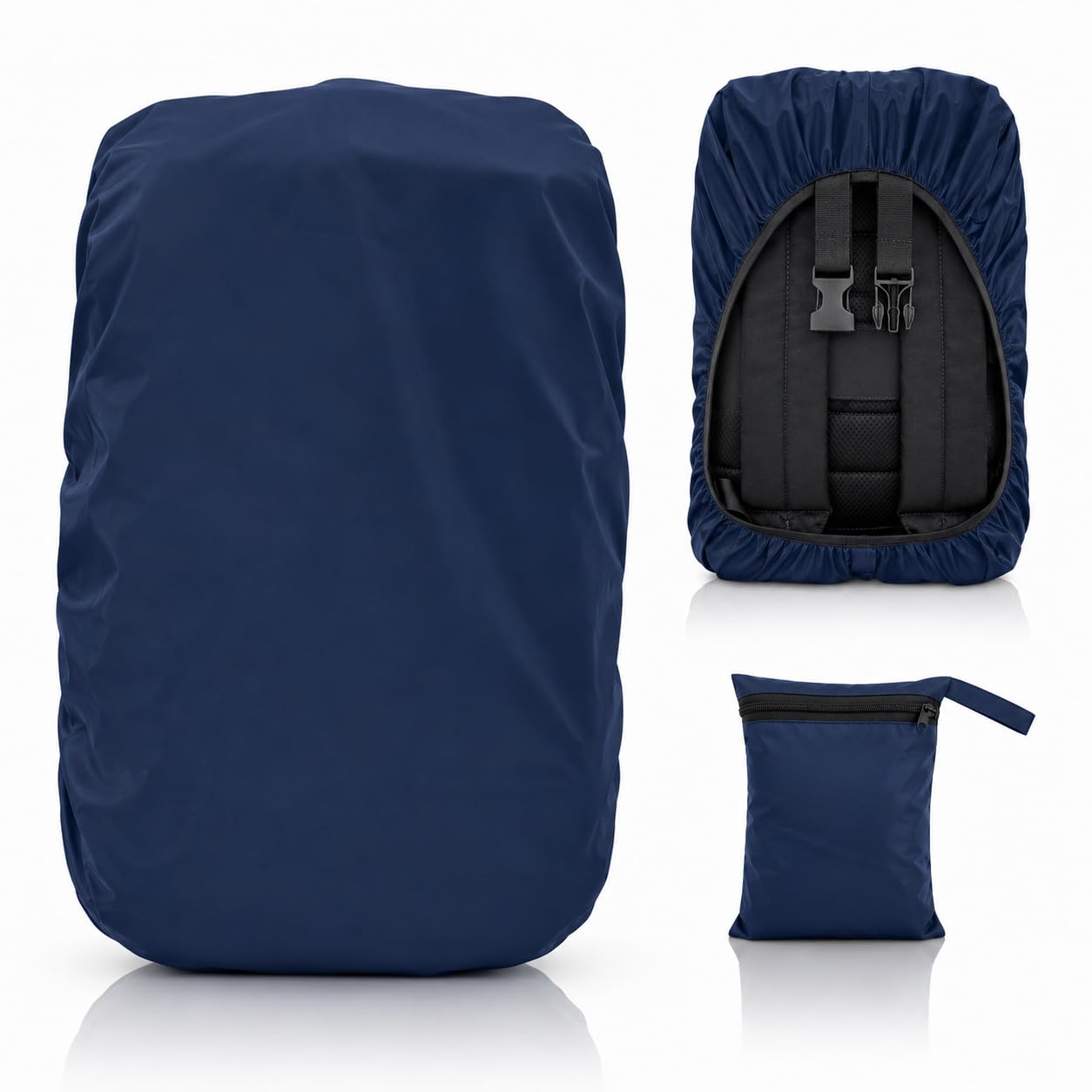 Dust & Rain Cover for Standard Backpack, 40L-50L,Navy Blue | with Pouch, Water Resistance, Dustproof, Elastic Adjustable, for School, College, Office, Trekking Bags-picture-49