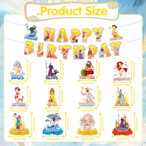 Image of Greek Mythology Banner Swirls Honeycomb Birthday Party Decor