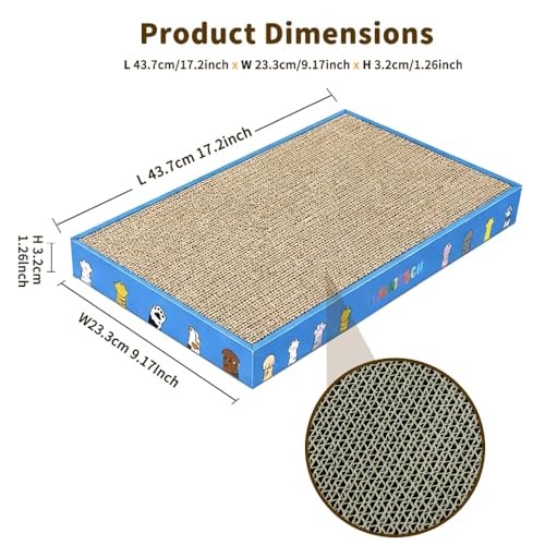 OMATSBEH Cat Scratching Board 2 Pack – Reversible Cardboard Scratcher for Indoor Cats, Corrugate Cat Scratcher, Double-Sided Usability as Furniture Protector (Blue-2 Pack) - Image 2