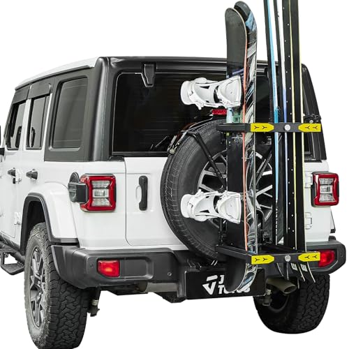 JOYTUTUS Spare Tire Ski Rack Fits Spare Tire 30.5'-36.5' Diameter 10'-11.5' Width | 4 Snowboards & 6...