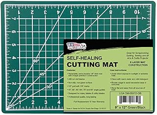 U.S. Art Supply 9" x 12" Green/Black Professional Self Healing 5-Ply Double Sided