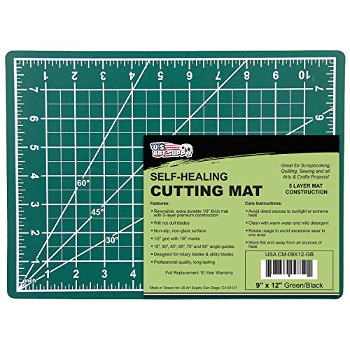 U.s. Art Supply 9" X 12" Green/Black Professional Self Healing 5-Ply Double Sided Durable Non-Slip Cutting Mat Great For Scrapbooking, Quilting, Sewing And All Arts & Crafts Projects #TOP14