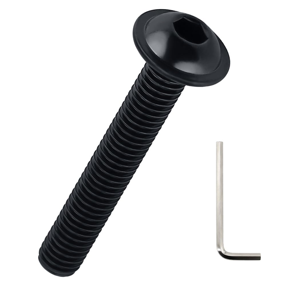 M3-0.5 x 12mm Flanged Button Head Socket Cap Screws (100 Pcs), 304 Stainless Steel 18/8, Black Oxide Coated, Allen Hex Drive, Fayeploo (with hex Wrench)