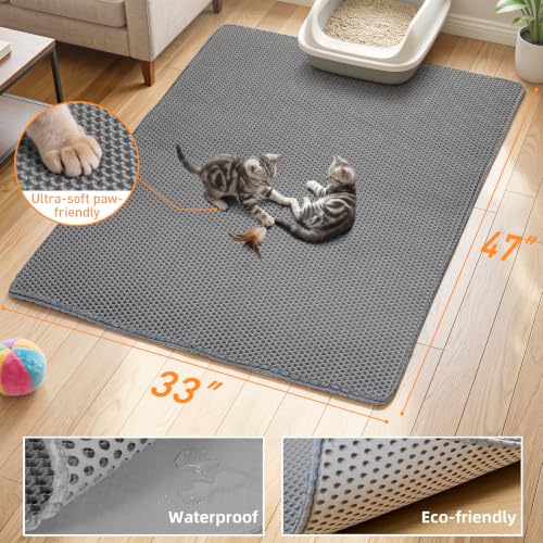 Image of Cat Litter Mat 47 inchx33 inch Urine-Proof XL Litter Mat for Litter Box Mat