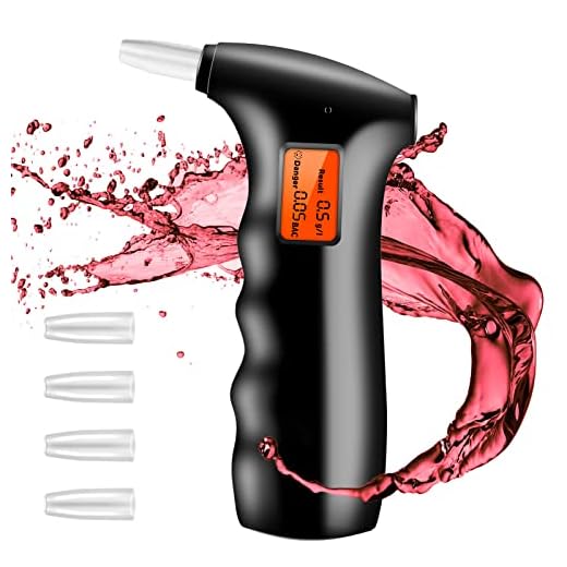 Professional-Grade Accuracy Breathalyzer, Portable Alcohol Tester with LCD Digital Display, Featuring 10 Mouthpieces for Personal, Home & Party Use Ensure Safe and Responsible Drinking
