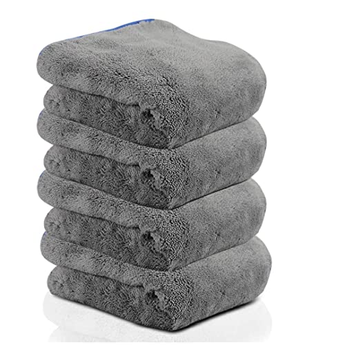 Image of Auto Hub 400 GSM, Microfiber Double Layered Cloth 30x40 Cms 4 Piece (Grey) Cloth Set, Extra Thick Microfiber Cleaning Cloths Perfect for Bike, Auto, Cars Both Interior and Exterior.
