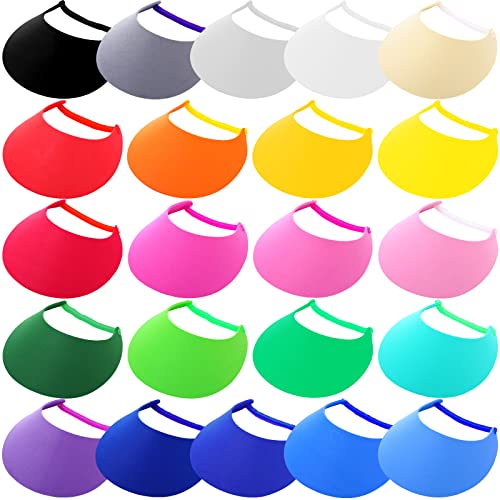 Sureio 22 Pcs Foam Sun Visors for Women with Coil Bulk Adjustable DIY Blank Sun Hat Tennis Elastic Visors for Party Outdoors(Colorful)