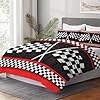 WeCozy Twin Size Comforter Set with Pillowcase, Racing Car Auto 2 Pcs Bedding for Kids and Adults, Race Checkered Sport Soft Comforter Set for Bedroom Bed Decor #3