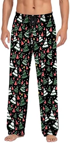 Christmas Pajama Pants Unisex Couples Wide Leg Funny Xmas Printed Lounge Bottoms Casual Comfy Soft Elastic Waisted Pant