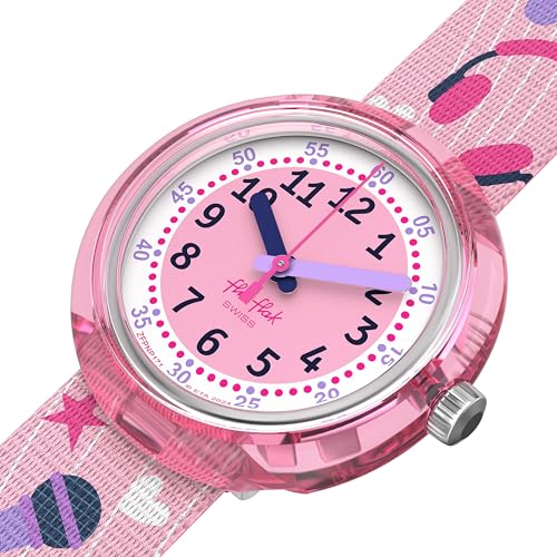 Flik Flak Girl Kids Watch Casual Pink Bio-sourced Water Resistant Quartz KARAOKEE3