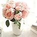 Price comparison product image Gaddrt 1 Bouquet 6 Heads Artificial Peony Silk Flower Leaf for Home Wedding Party Decor (Pink)