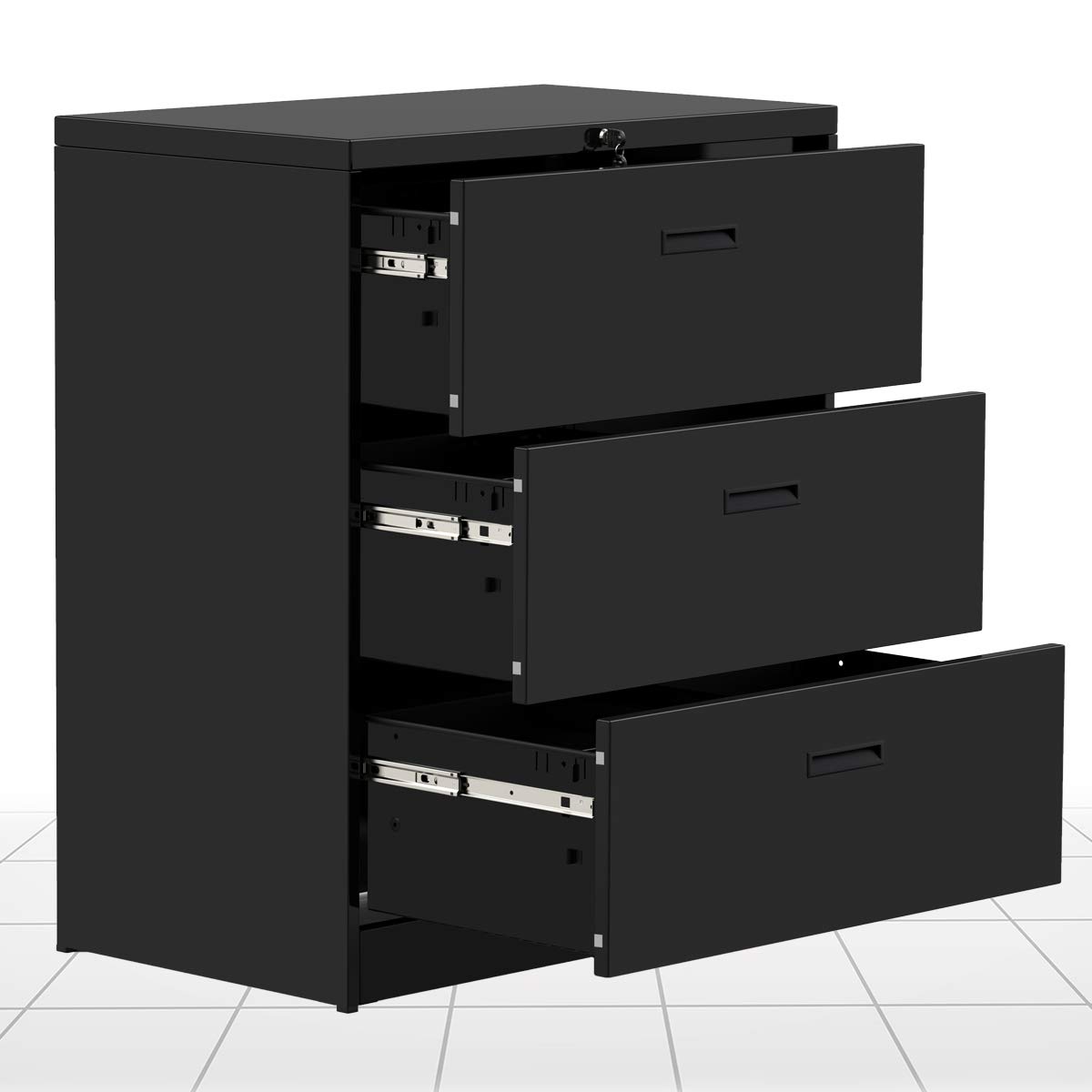 3 Drawers lateral Filing 2 Drawer Locking File Metal