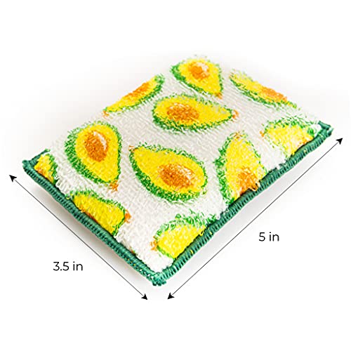 Image of Smart Design Non Scratch Scrub Sponge with Bamboo Odorless Rayon Fiber - Set of 9 - Ultra Absorbent - Soft and Scrubber Side - Cleaning, Dishes, and Hard Stains - Prints