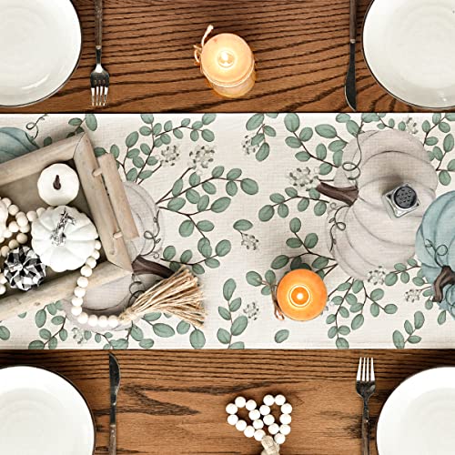 Artoid Mode Pumpkins Eucalyptus Leaves Fall Table Runner, Autumn Thanksgiving Kitchen Dining Table Decoration for Home Party Decor 13x48 Inch by Artoid Mode - Image 4