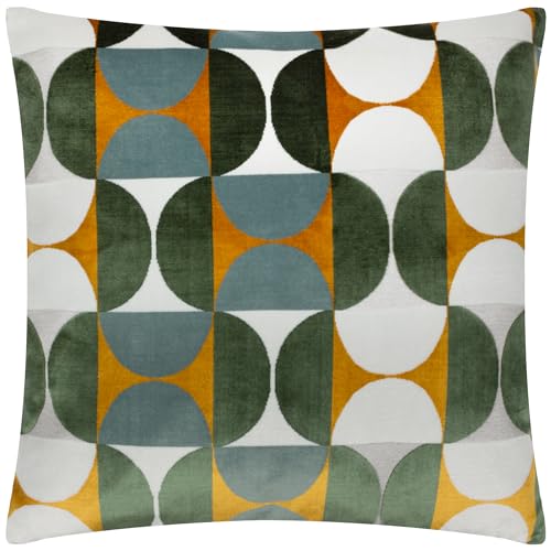 Paoletti Bardot Cut Velvet Geometric Cushion Cover, Gold/Blue