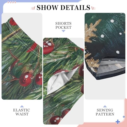 Christmas Ball Spruce Branch Boys Long Pants Soft Trousers Elastic Waist Kids Lounge Bottoms with Pockets S-XL4