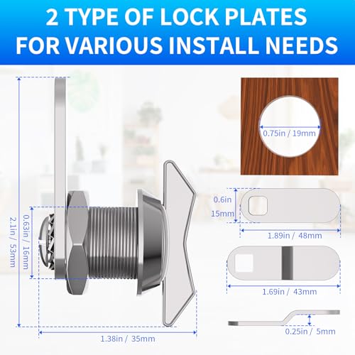 BEBOBLY 5/8 Inch Thumb Operated Offset Cam Lock, 5Pcs Keyless Compartment for RV, Cabinet Mailbox Drawer Latch, 100% Metal Replacement Cylinder for Storage Door, Camper, Vehicles by BEBOBLY - Image 3